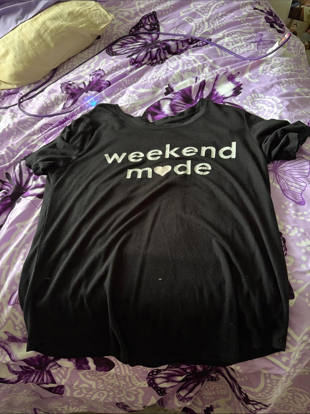 Awake Black Tee with White Logo Print